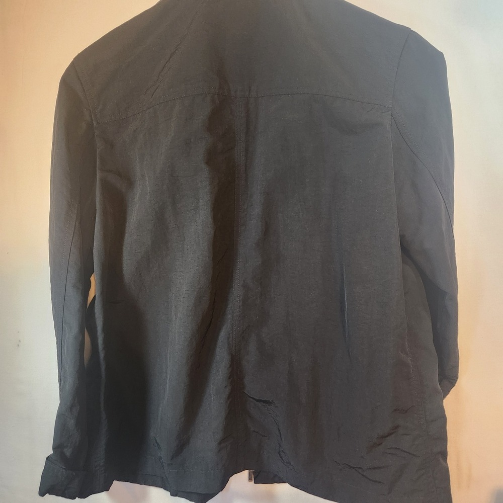 Y2k Gap Mens Harrington Bomber Jacket Black Full Zip Mock Neck Lightweight - Picture 2 of 5